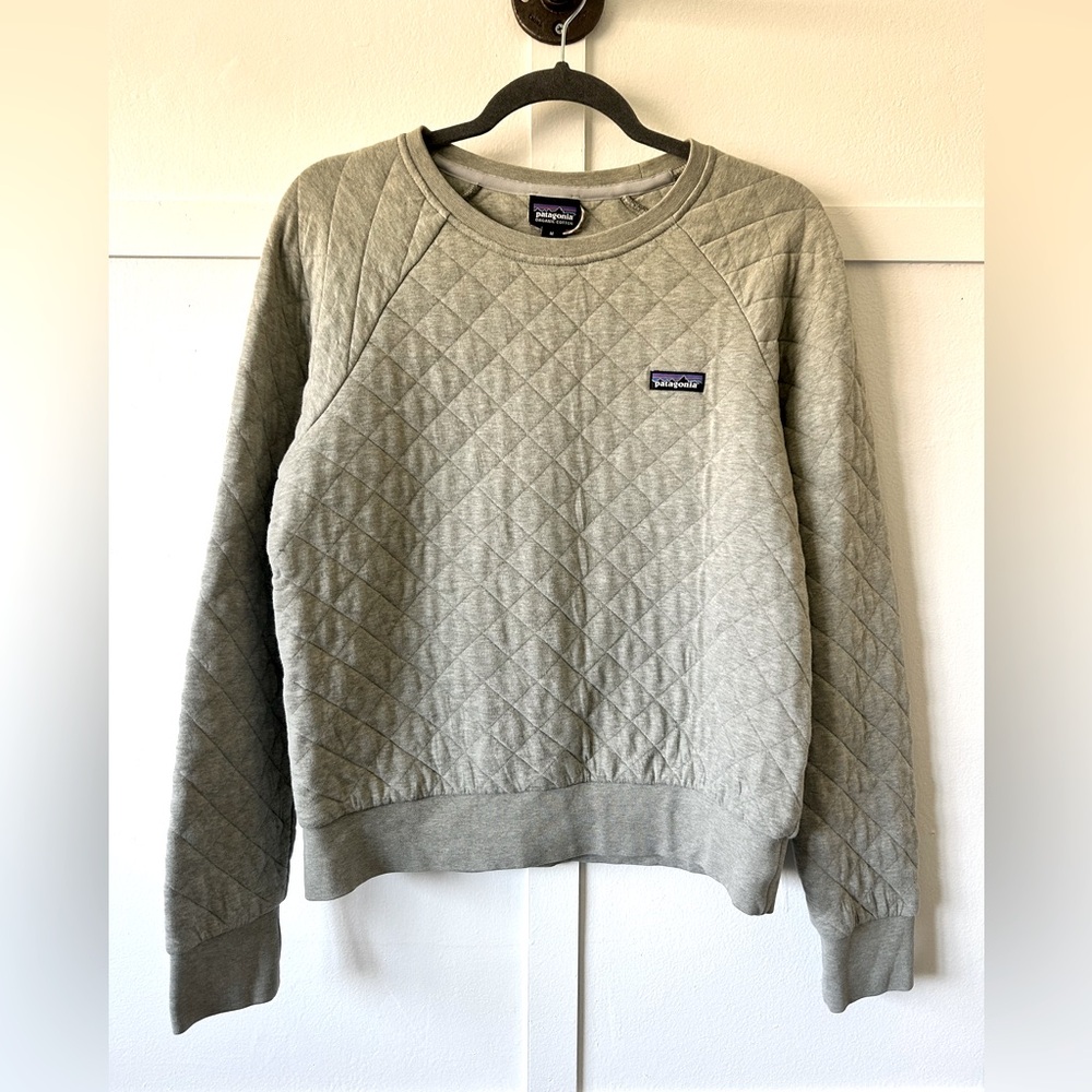 Patagonia Sage Green Quilted Crew Neck Sweater